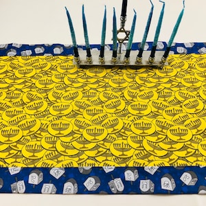 Chanukah Hanukkah Table Runner Reversible Happy Hanukkah and Jewish Stars