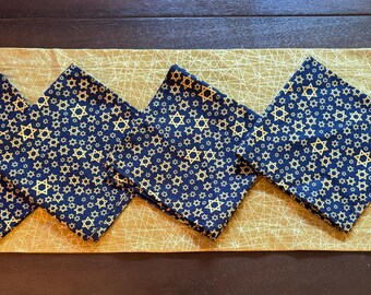 Chanukah Hanukah Jewish star napkins navy with gold