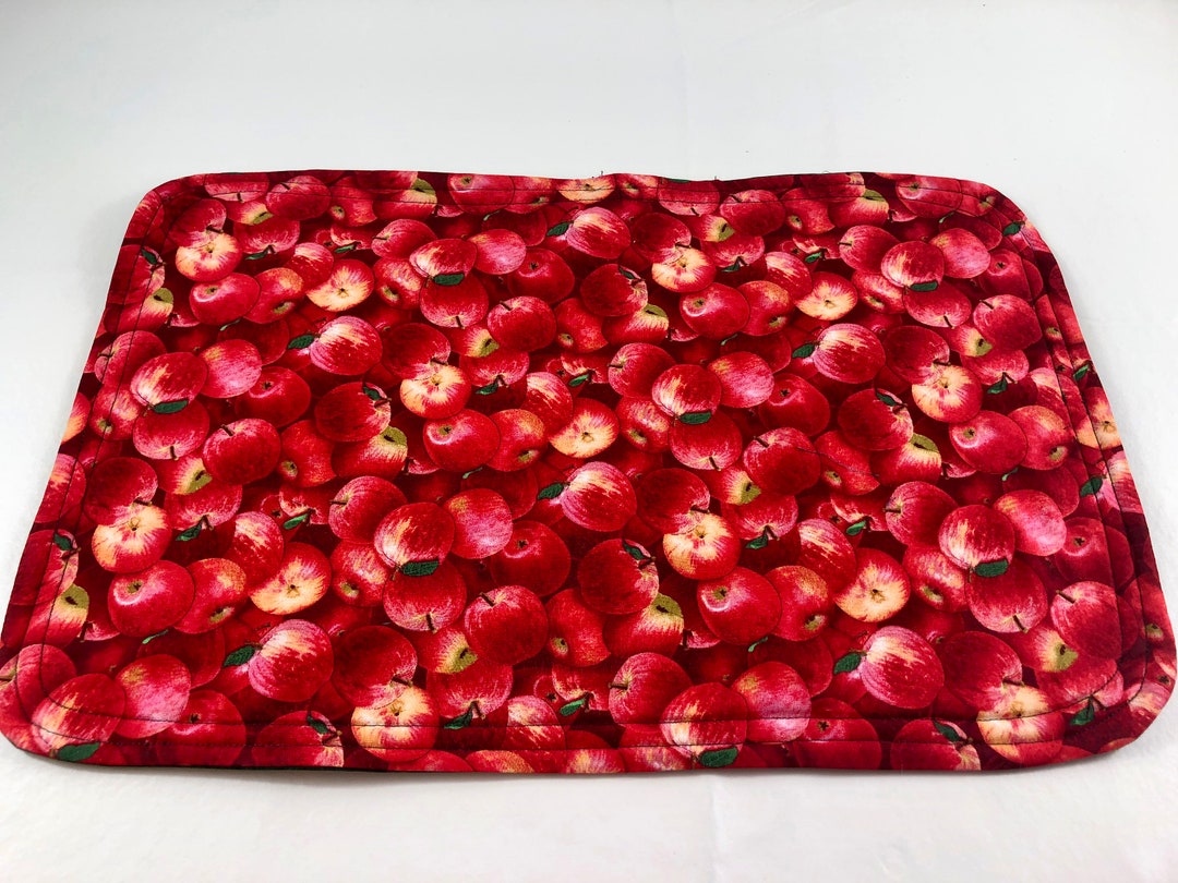Apples Fabric Placemats Reversible With Green Placemats Etsy