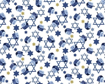 Hanukkah Fabric by Studio E Fabrics - Dreidels all over by the 1/4 yard