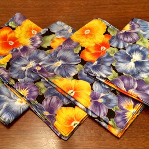 Large Dinner Napkins Floral Print Reversible