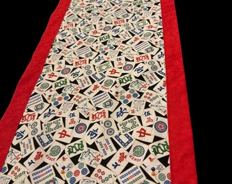 Mah Jongg Mahjong Table runner optional napkins blue or red