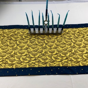 Chanukah Hanukkah Table Runner Reversible Chanukah Gelt