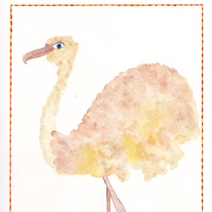 Bird, Bird Art, Ostrich, Ostrich Art, Friendly Ostrich, Friendly Ostrich Original Painting