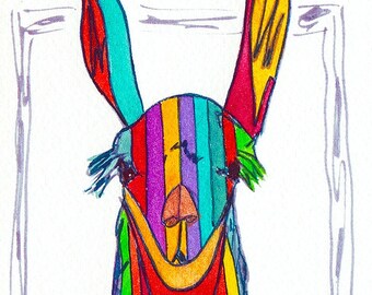 LLama Art, LLLama Art, Rainbow LLLama, watercolor portrait from the book Meet the LLLamas (their SpeLLLing)