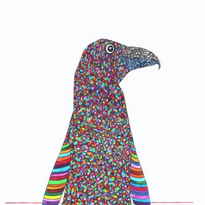 Bird, Bird Art, Penguin Portrait, Penguin Print, Penguin Painted Stained Glass