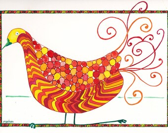 Bird Art, Whimsy Bird, Whimsical Bird, Opera Bird, Bird Opera Sophie, Sophie The Opera Bird, unframed