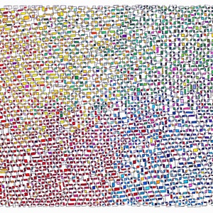 Abstract, Multi-color abstract, Abstract from doodle, Conversations Connections: Original framed abstract watercolor