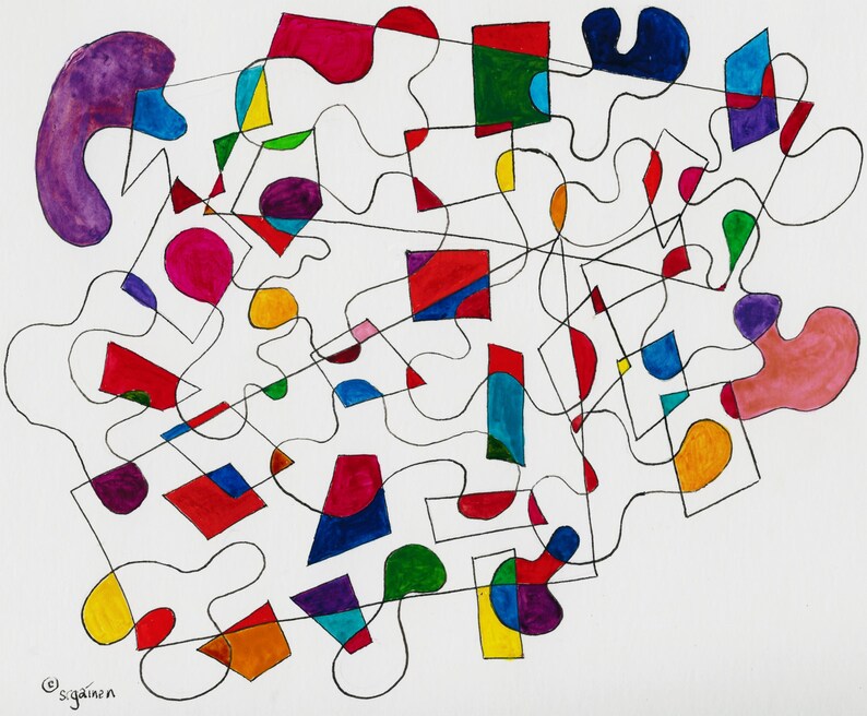 Adult Coloring Page Puzzle Pieces One, Abstract Puzzle - Etsy
