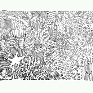 Adult Coloring, Star 4 Abstract, Abstract Neighborhood, coloring page, dollar digital download