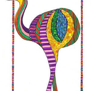 Bird, Bird Art, Rhea Bird, Rhea Bird Art, Celebration Rhea Bird Print, Whimsy Bird Print