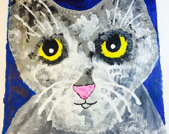 Cat Portrait, Pinky the First: print from the Clowder of Cats, cats, Clowder of Cats, Cat Print