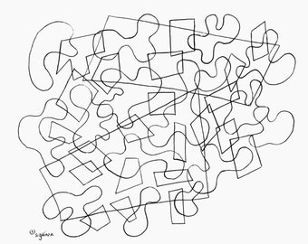 Adult Coloring Page Puzzle Pieces One, Abstract Puzzle