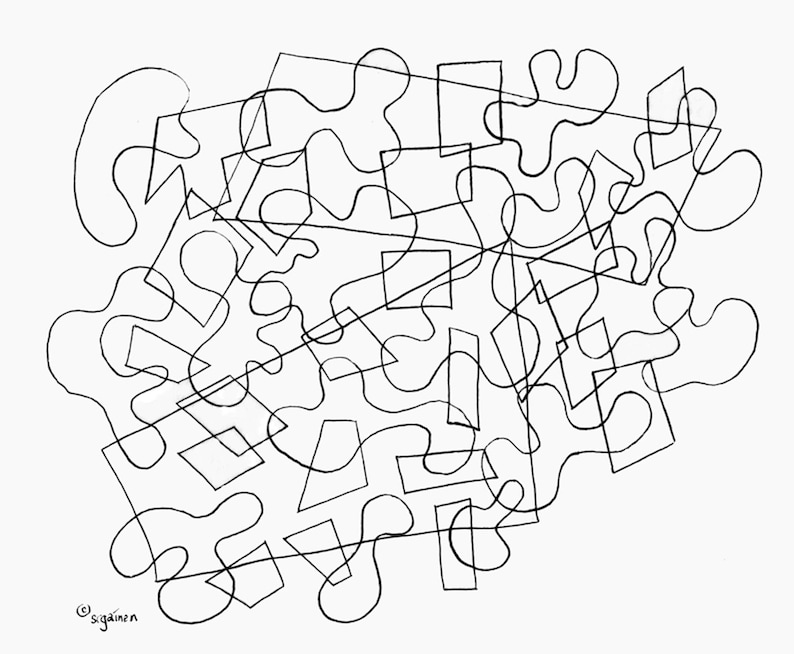 Volwassen Kleurende Pagina Raadselstukken One Abstract Puzzel Etsy