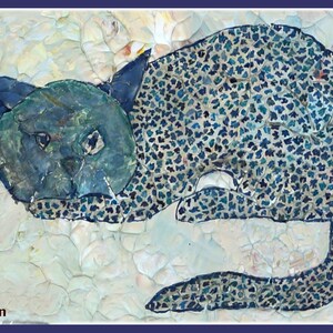 Chat chat bleu, carte, carte de voeux chat, Blue Cat les peintures de la grotte perdue de Saint Paul