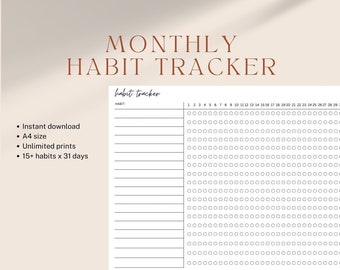 Monthly Habit Tracker—ADHD Habit Tracker—Productivity Tracker—Work from Home Habit Tracker—Self Employed Tools—Work from Home Habit Tracker