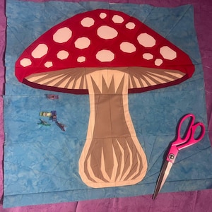 Spotted Mushroom Quilt Block: FPP Pattern (20x20 inch)