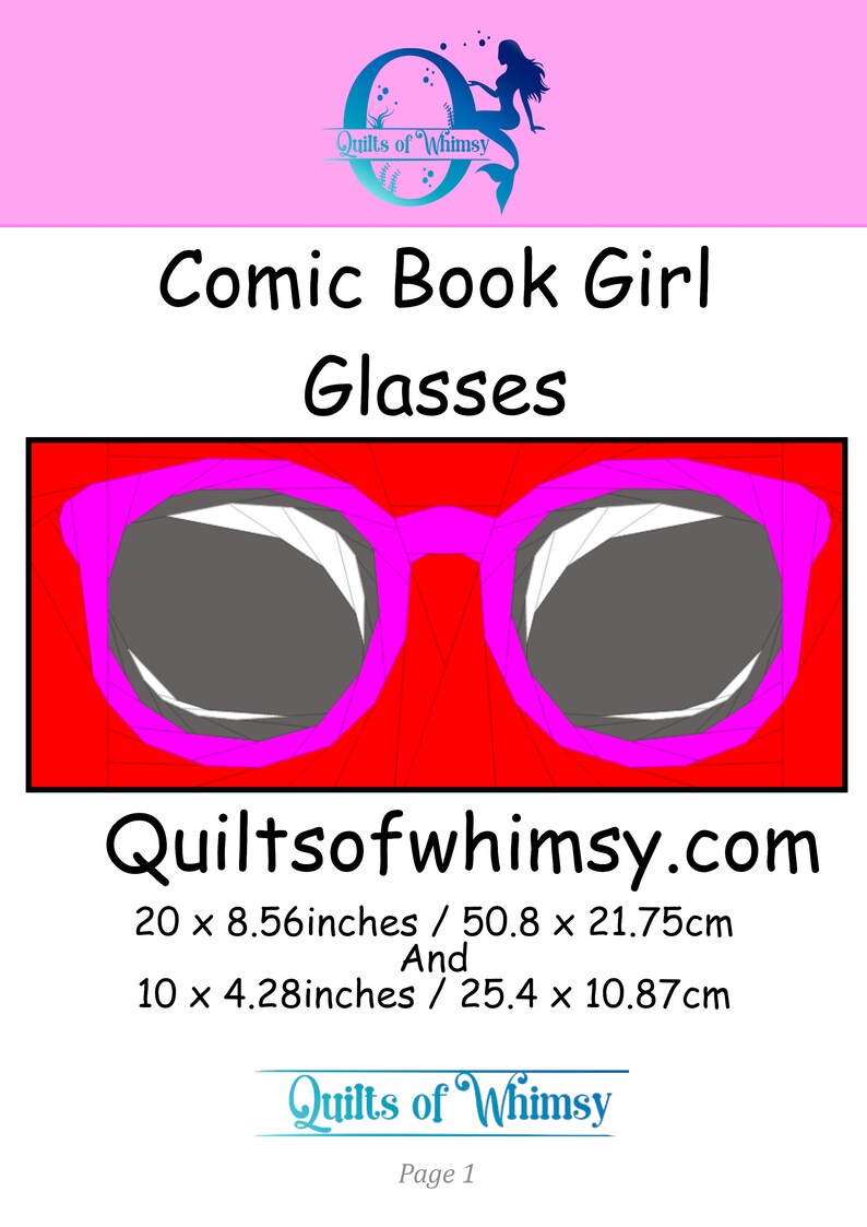 Comic Book Glasses Quilt Pattern: Foundation Paper Piecing (digital ...