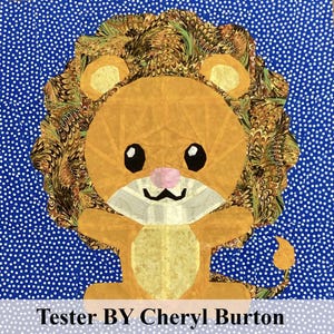 Baby Lion Quilt Block: Foundation Papier Schritt für Schritt (Digitaler Download 50 x 50 cm Muster)