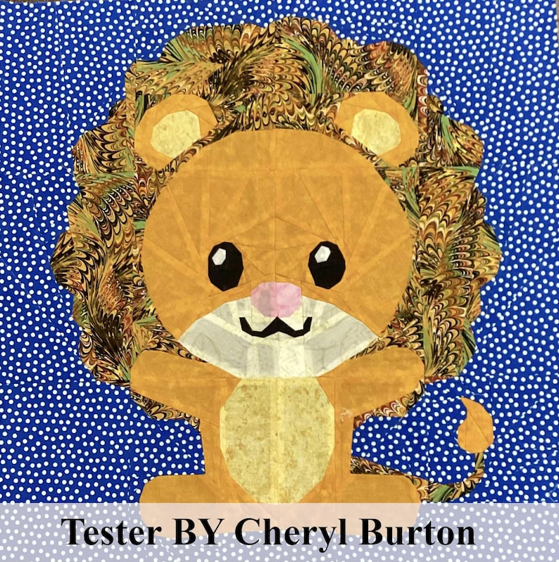Baby Lion Quilt Block: Foundation Paper Piecing (digital Download 20x20 ...