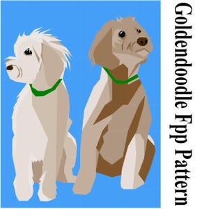 The Fur Babies, Goldendoodle dogs foundation paper piecing pattern mini quilt 50 x 65 block size puppy dog quilt, dog quilt block pattern
