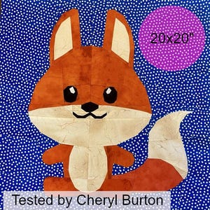 Baby Fox Quilt Block: 20x20 Foundation Paper Piecing (Digital Download)