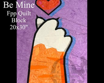 Blok patchworkowy Be Mine 20x30" z wzorem serca i łapki kota