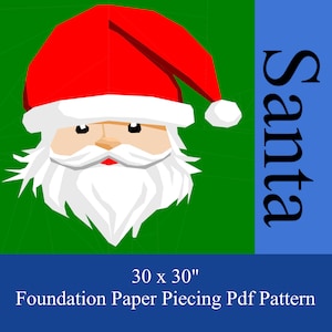 Vintage Santa Quilt Block Pattern: Foundation Paper Piecing (30x30 inch) (PDF Pattern)
