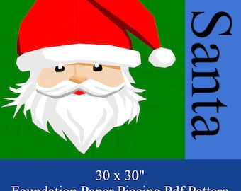Vintage Santa Quilt Block Pattern: Foundation Paper Piecing (30x30 inch) (PDF Pattern)