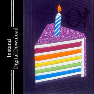 Stück Regenbogen Kuchen FPP Quilt Block Pattern Digitaler Download 3 Größen A4 & US Letter Malseite, Stoffverbrauch, Muster, Anleitung