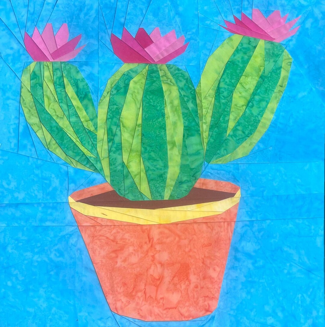 Flowering Cactus Quilt Pattern: Foundation Paper Piecing (20x20 Inch ...
