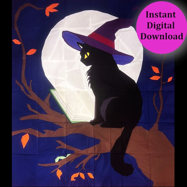 Halloween Cat Quilt Pattern: Mystic Whiskers FPP (Digital Download)