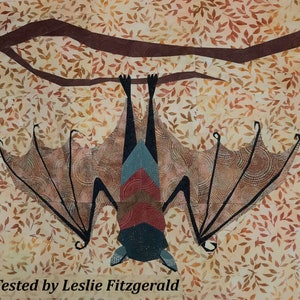 Hanging Bat FPP Quilt Block Pattern: Halloween Quilt (20x20 inch)