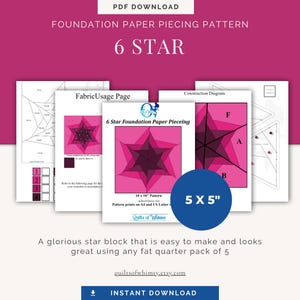 Easy 6 Star Foundation Paper Piecing Pattern (PDF Pattern)