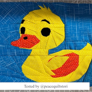 Rubber Ducky Quilt Block Pattern: FPP Foundation Paper Piecing (Digital Download)