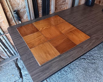 MCM 9x9 Oak Parquet 1950's Refinished Tongue Groove Square Tile