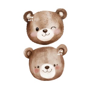 Schattige teddybeer hoofd PNG aquarel clipart, PNG sublimatie, beren png, Bear Print, Bear Face, Bear aquarel illustratie, commercieel gebruik