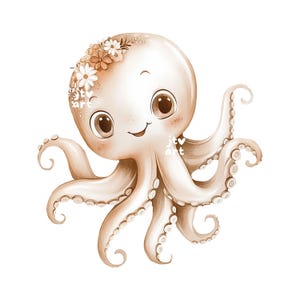 Cute Octopus PNG Digital Clipart, Sea Life, Printable Octopus, Under The Sea PNG, Sea Animals PNG, Sublimation Transfer, Commercial Use