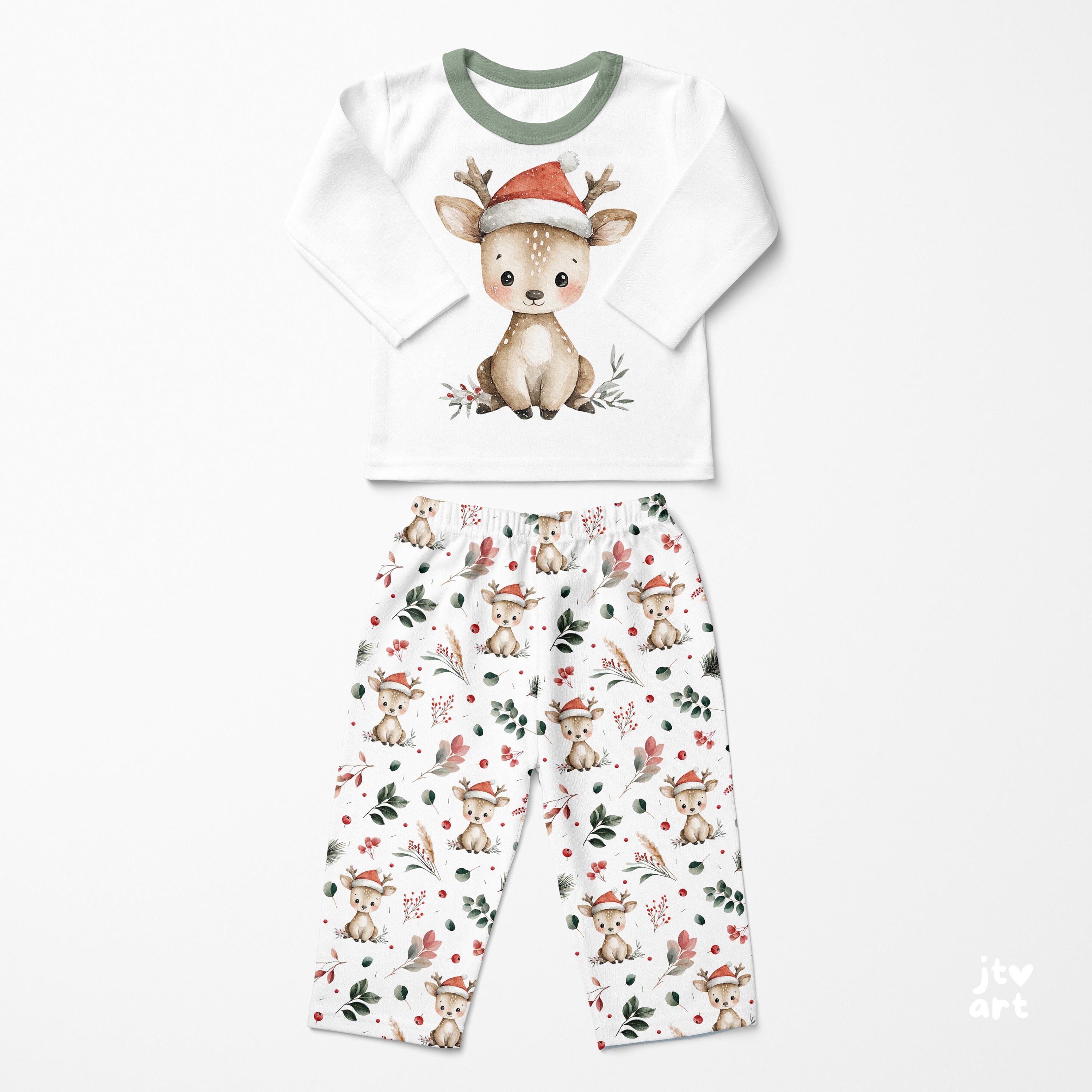 Baby Deer Christmas PNG Clipart: Santa Hat Watercolor, Neutral Winter ...