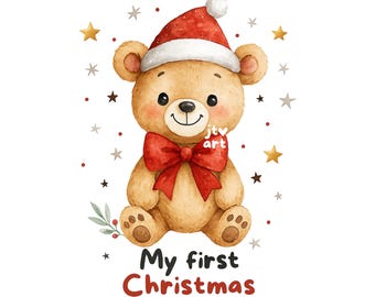 クリスマスサンタ帽子をかぶったかわいいクマの透明なPNGクリップ