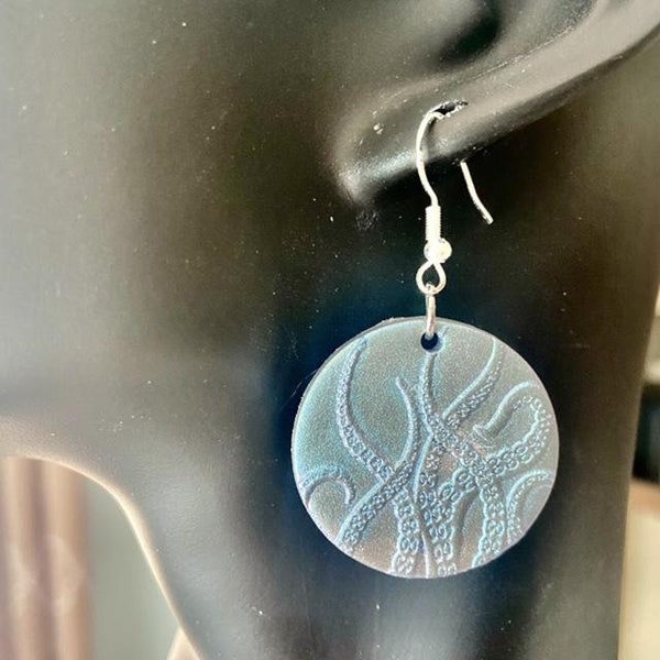 Kraken Squid Octopus Earrings, Sea Creature Tentacle Vacation Jewelry, Ocean Beachy Sea Trip Accessories, Nautical Coastal Summer Dangles