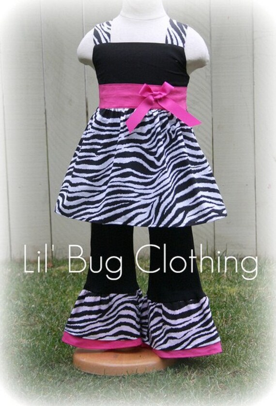 Zebra Pink Girl Outfit Hot Pink Zebra Jumper Top & Leggings
