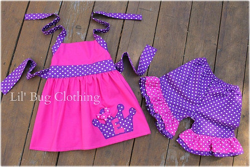 Custom Boutique Princess Crown Purple And Pink Polka Dot Short | Etsy