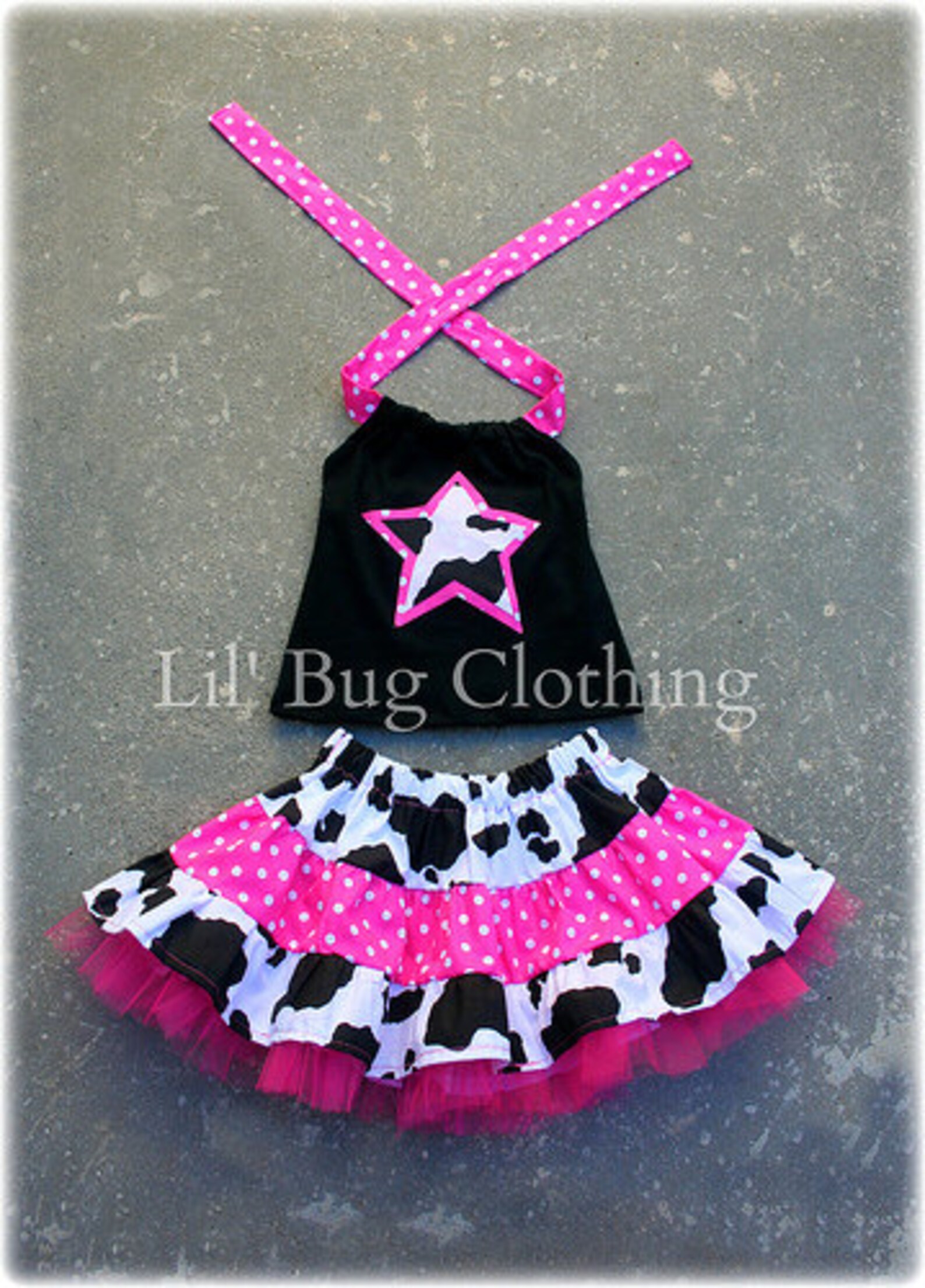 Custom Boutique Country Cowgirl Cow Pink Dots Western Wear Etsy