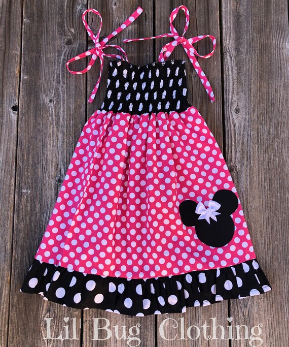 minnie mouse pink and white polka dot dress