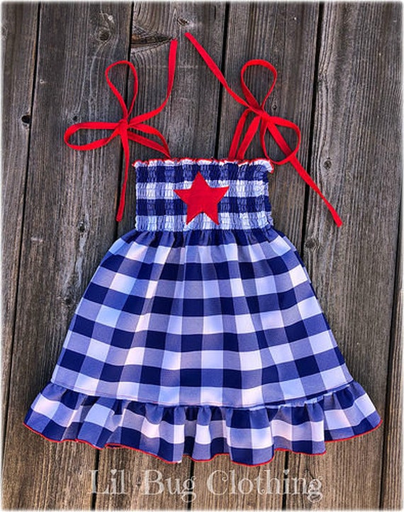 blue white gingham dress