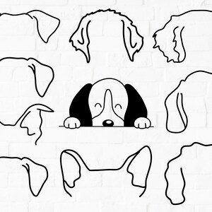 Oreilles de race de chien SVG, lot de contour d'oreilles de chien, lot de Svg de chien, oreilles de chien dessin Svg, tatouage, cadeau pour amoureux des chiens, mémorial pour animaux de compagnie, téléchargement numérique