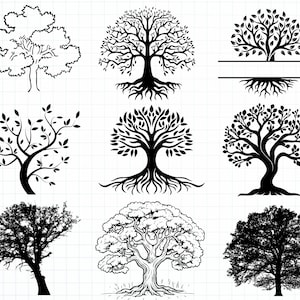 Pacchetto SVG di quercia, albero SVG, grande albero SVG, quercia SVG, SVG per esterni, pacchetto SVG di albero, pacchetto Clipart di albero, sagoma di quercia, alberi SVG, quercia