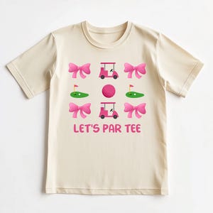 Let's Par Tee Shirt for Girls – Cute Pink Golf Cart Tee, Toddler Golf Outfit, Coquette Style Golf Shirt for Little Girls, Golf Championship