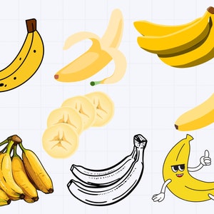 Bundle Svg banane, Svg peau de banane, Clipart banane, vecteur de banane, banane SVG, banane Cricut, silhouette banane, logo banane, fruits SVG